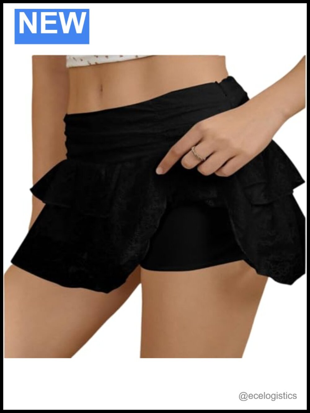Women's Ruffle Lace Tiered A-Line Mini Skirt High Waist Y2K